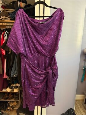 Grace Karin Purple Sequin One-Shoulder Cocktail Dress